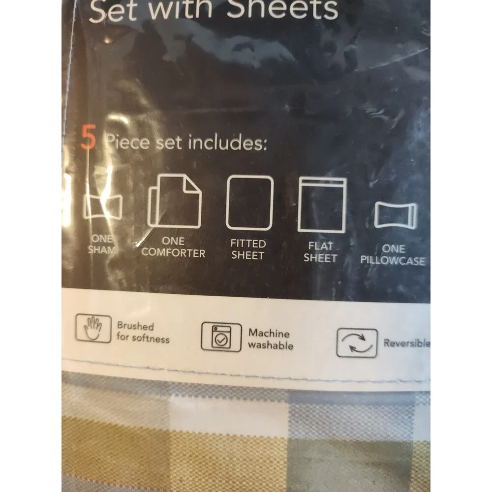 Reversible NEW Bedding Set with Sheets and Comforter - Twin XL - Mercer Stripes